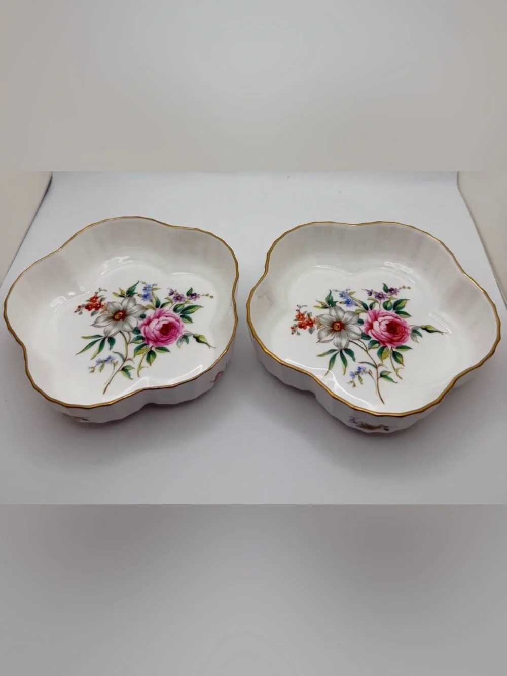 Royal Worcester Whitley Garden Fine Bone China Candy Dishes White Pink Floral